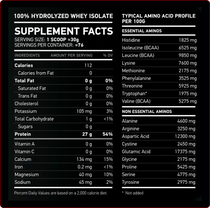 NAR Labs Hydrolysed Whey Isolate 5lbs Supplement Facts