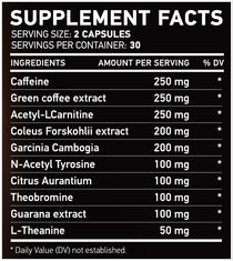 xspeed burn supp facts 60cp