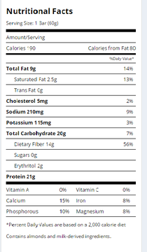 quest bars supp facts